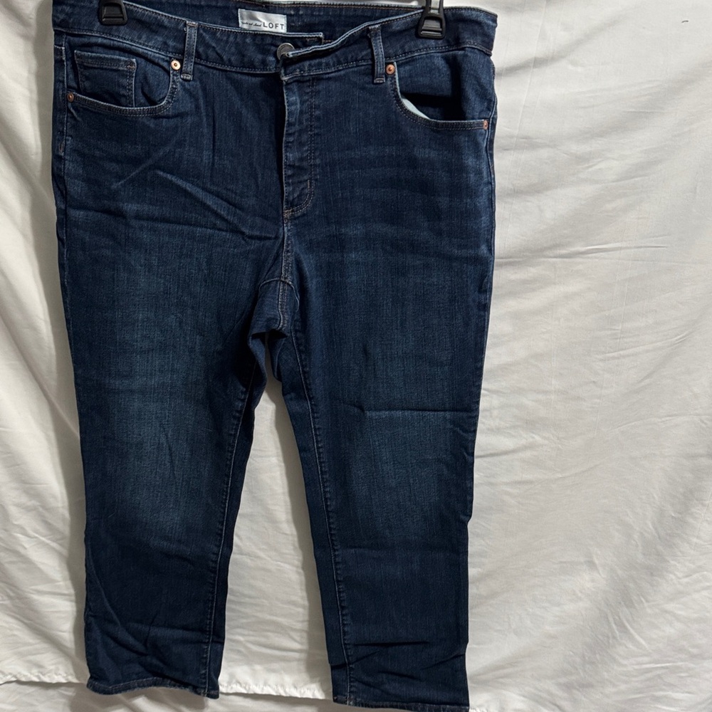 LOFT Women's Dark BlueCurvy  Straight Leg Jeans
